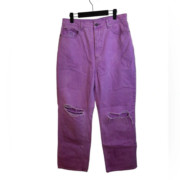 AFRM Oden Purple Distressed Wide Leg Jeans - Picture 3 of 6